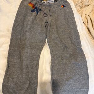 Aviator Nation  Gray Sweatpants with Rainbow